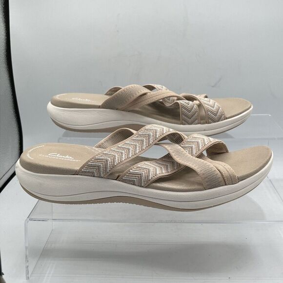 Clarks CloudSteppers Mira Isle Sand Textile Women's Sandals Size 10 Slide - Picture 2 of 10